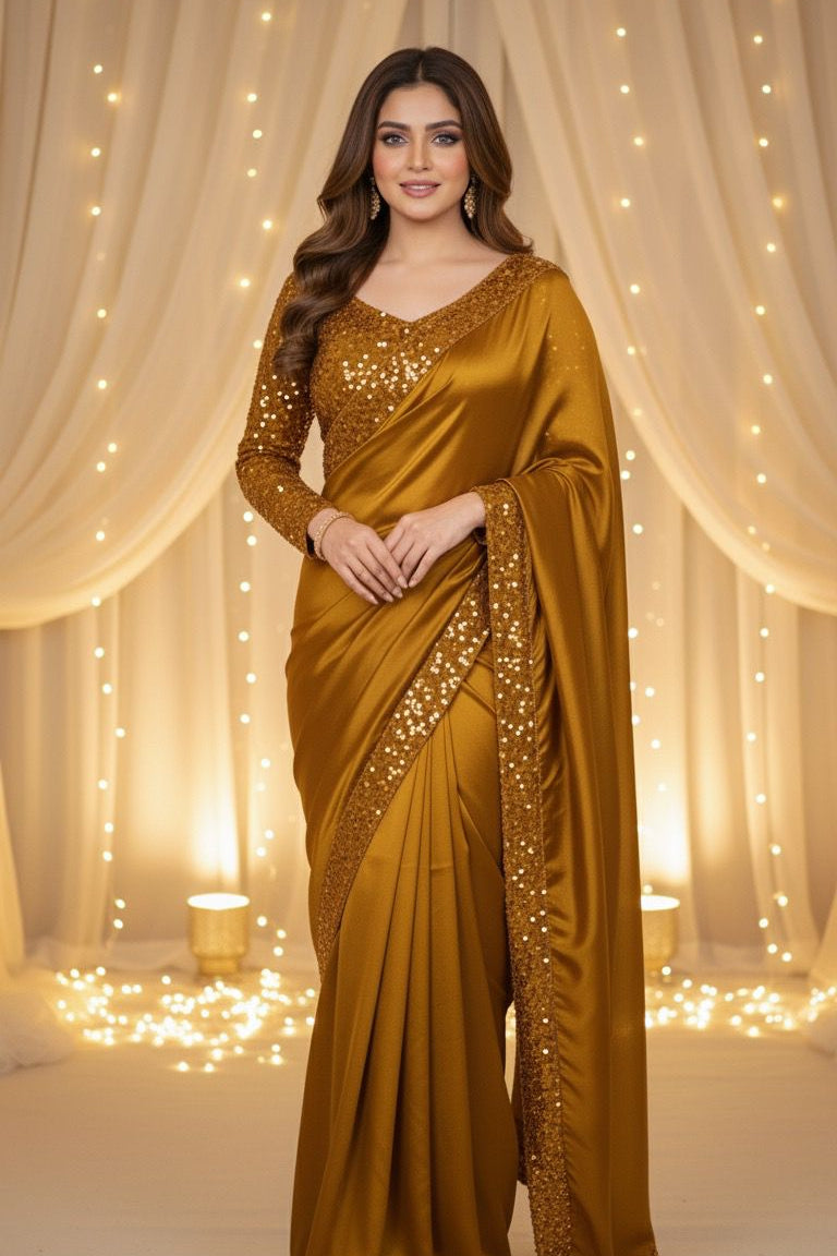 Mustered Silk Saree