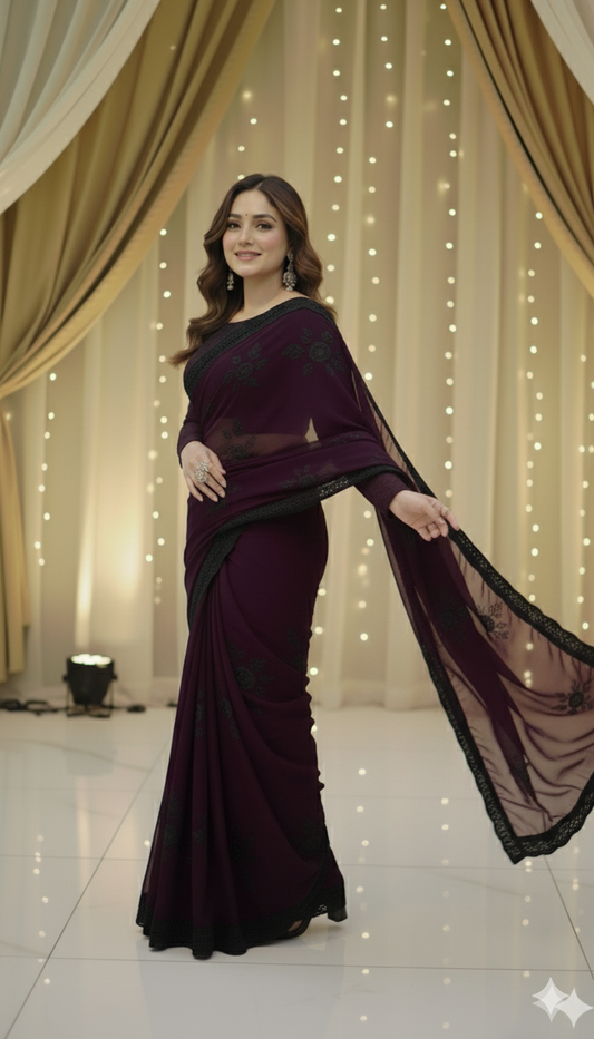 PURPLE PEARL HANDMADE SAREE