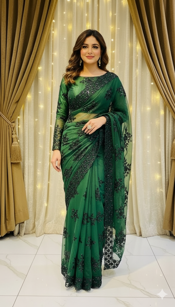 GREEN PEARL HANDMADE SAREE
