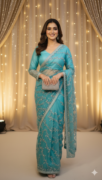 FROZE PEARL HANDMADE SAREE