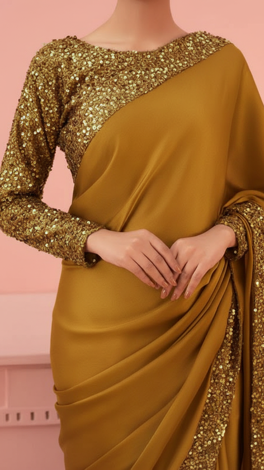 Brownish Gold Silk Saree