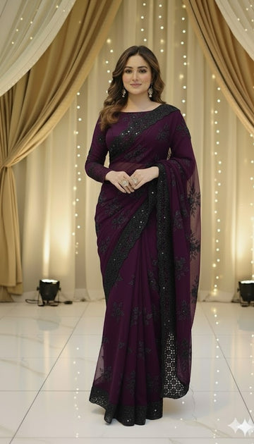 PURPLE PEARL HANDMADE SAREE